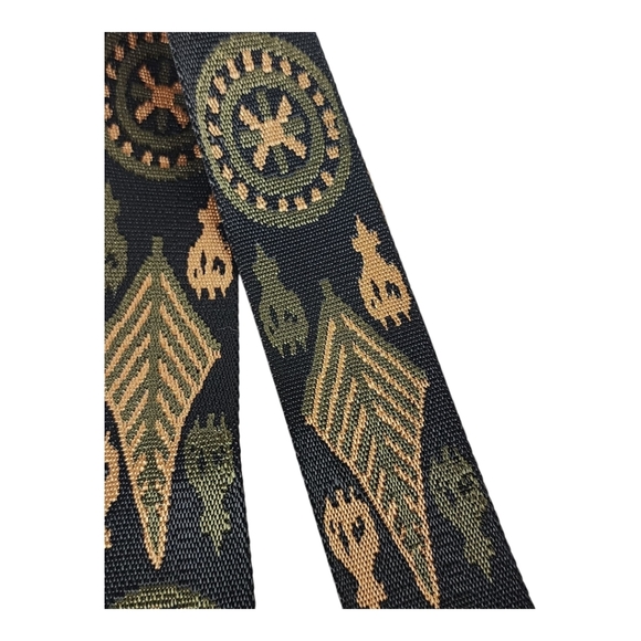 Adjustable Tribal Print Woven Bag Strap Black Olive Tan Boho Crossbody Purse - Picture 2 of 2